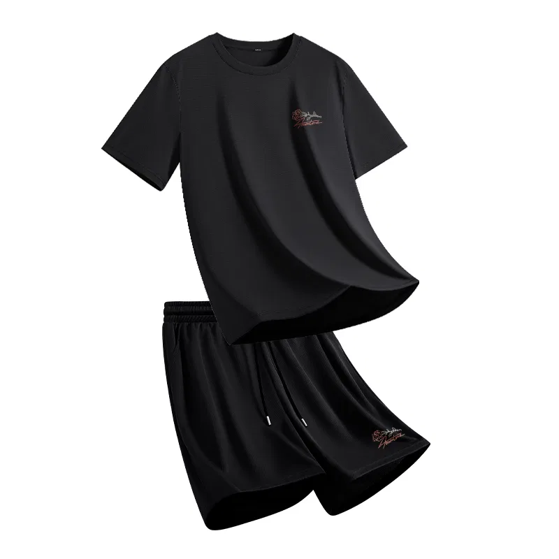 Детский спортивный комплект из двух предметов MINISO, Black (English Rose Chest Logo) + Black (English Rose Logo on Front Left of Pants)