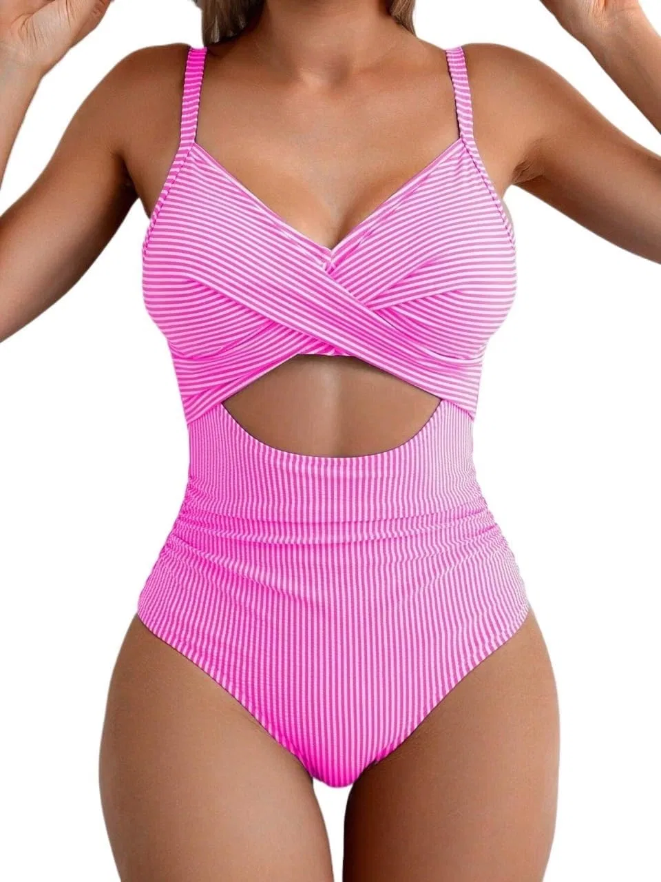 Женский слитный купальник с вырезами High Stretch, Hot Pink