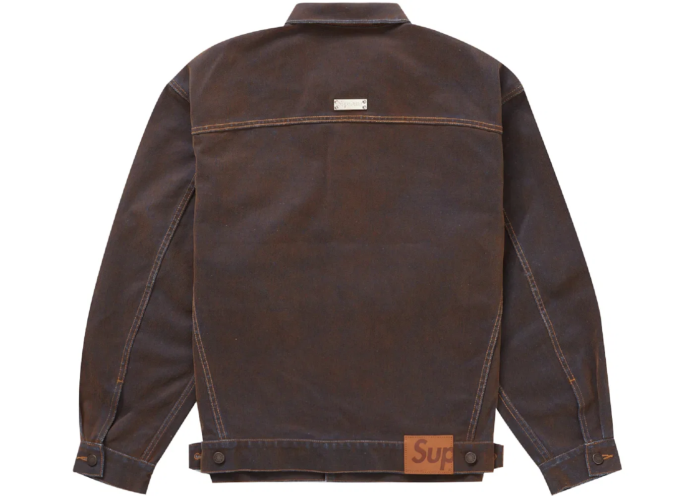 Мужская куртка-джинсовка с вельветовым воротником Supreme Flocked Denim Trucker Jacket, Gold — фото 3