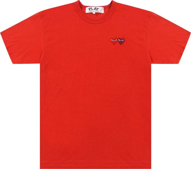 

Футболка Comme des Garçons PLAY Double Hearts T-Shirt 'Red', красный
