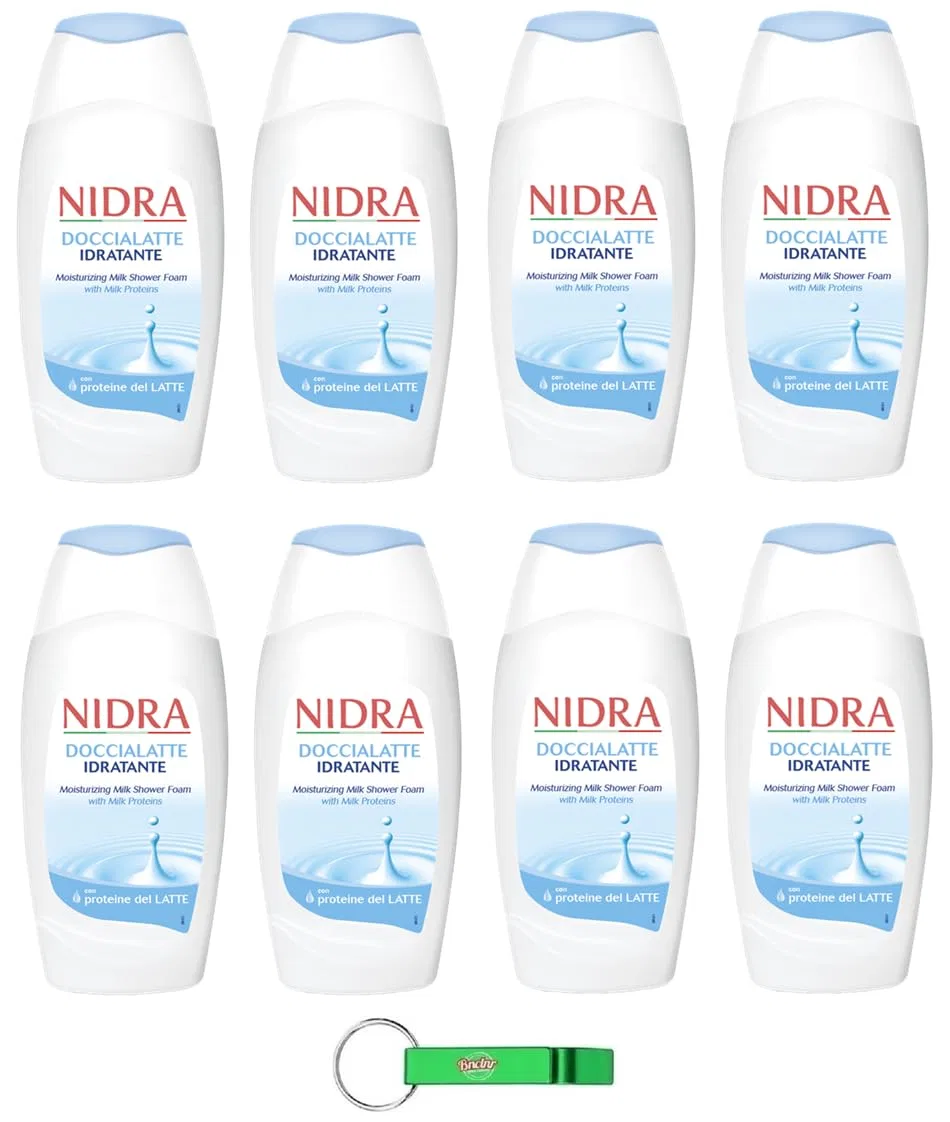 Гель для душа Nidra Doccialatte Nutriente, 8 x 250 мл, с молочными протеинами, бренд Beni Culinari + брелок