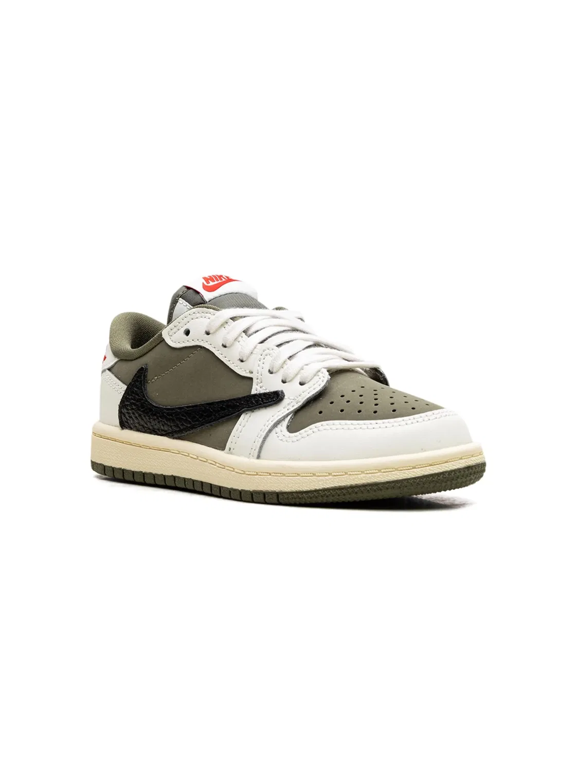 Кроссовки Travis Scott Air Jordan 1 Retro Low OG SP, оливково-зеленый/белый