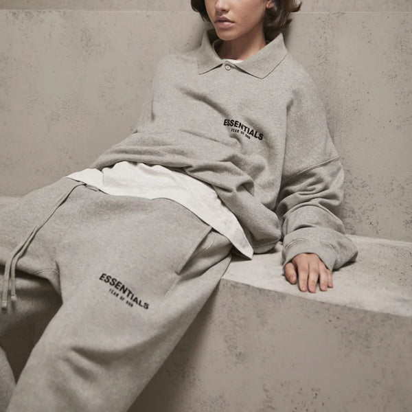 Рубашка ss22 long sleeve polo shirt 'light oatmeal' Fear Of God Essentials, серый — фото 4
