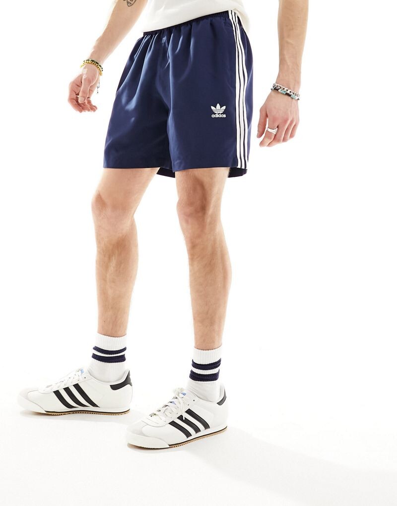 

Темно-синие шорты для плавания с трилистником и 3 полосками adidas