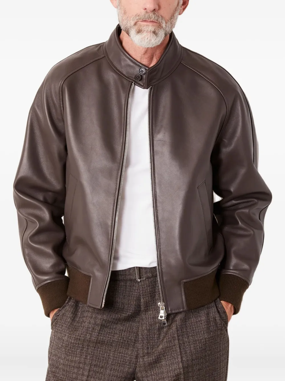 

Кожаная куртка на молнии Officine Generale, коричневый