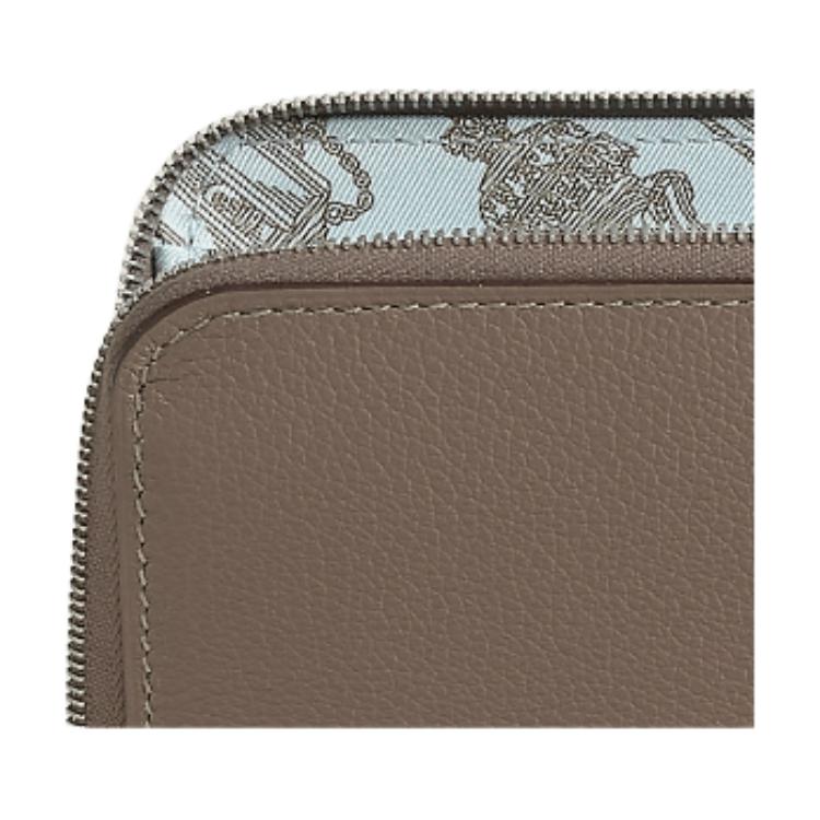 HERMES Шёлковый кошелёк Evercolor из телячьей кожи с отделкой Barénia для женщин бежевый — фото 3
