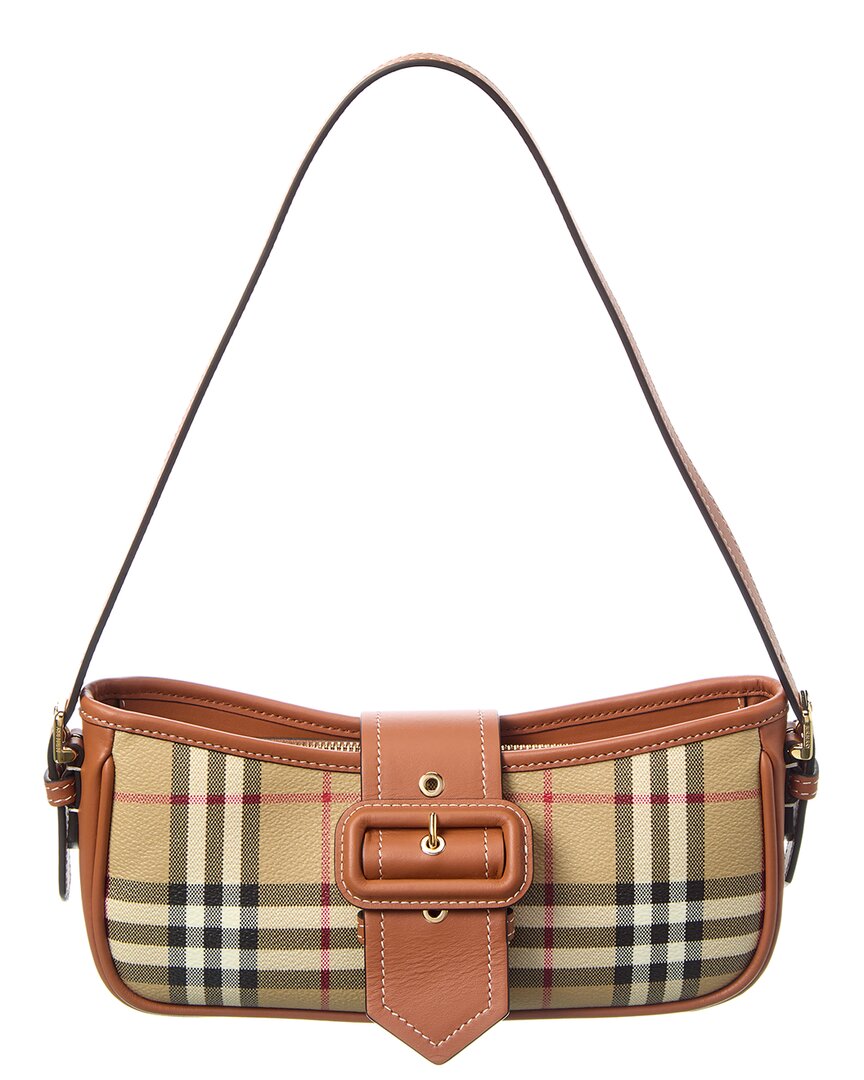 

Сумка через плечо Burberry в винтажный клетчатый узор из канваса и кожи, коричневый