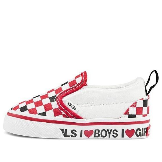 

Кроссовки classic slip-on v 'checkerboard - i heart' Vans, красный