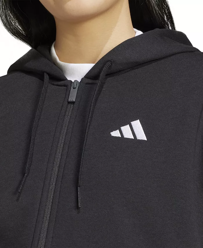 Женская флисовая толстовка с тремя полосками и молнией Adidas, черный — фото 4