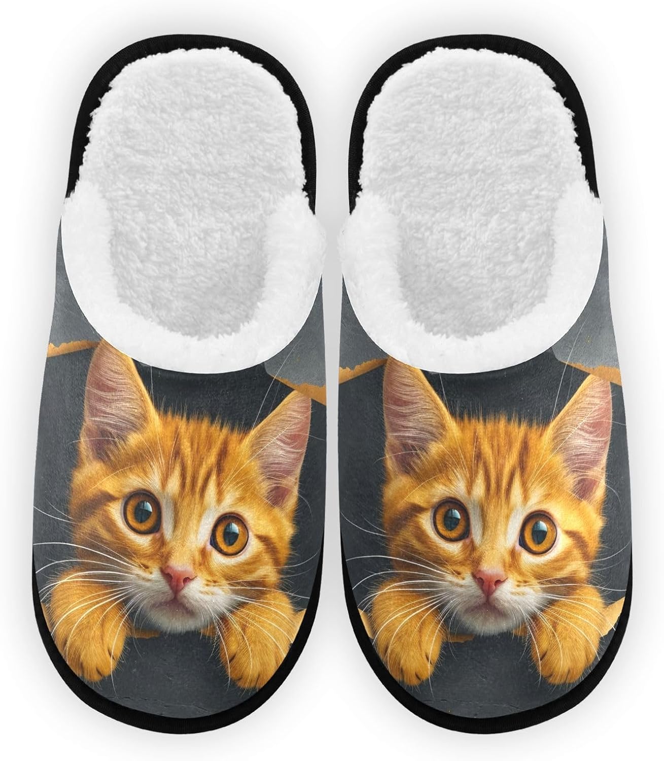 

Плюшевые тапочки FENOCHE для женщин и мужчин, теплые и удобные, для путешествий и спа, домашние тапочки с противоскользящей подошвой, Cat