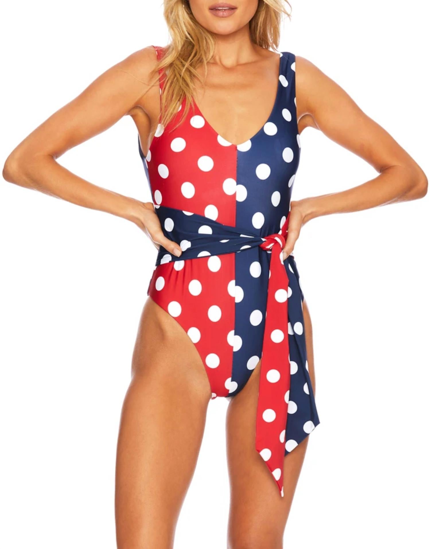 

Samira цельный женский купальник в патриотический горошек Beach Riot, цвет patriotic polka dot