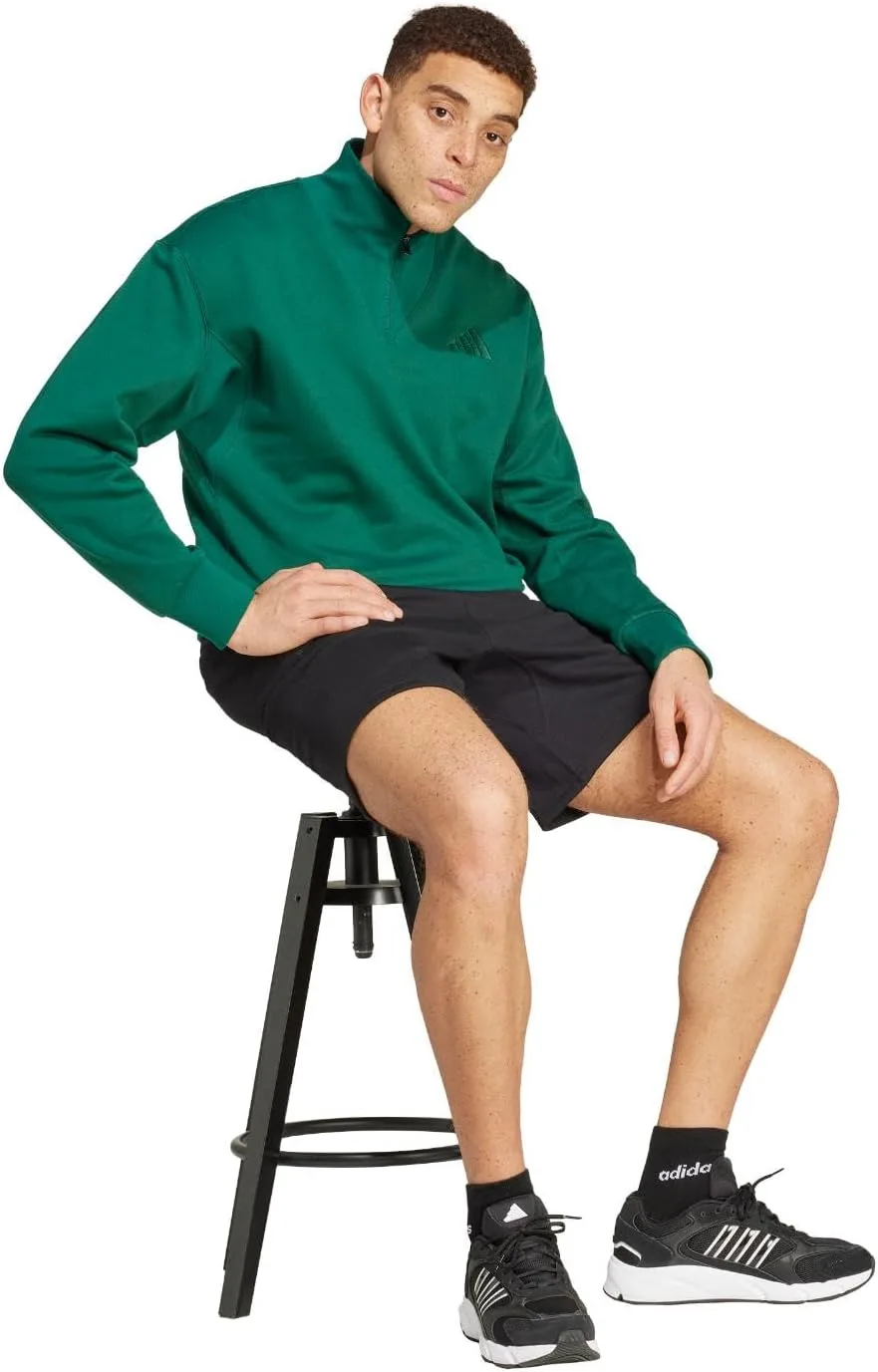 Толстовка adidas All Season Quarter Zip Casual — зеленая — фото 4