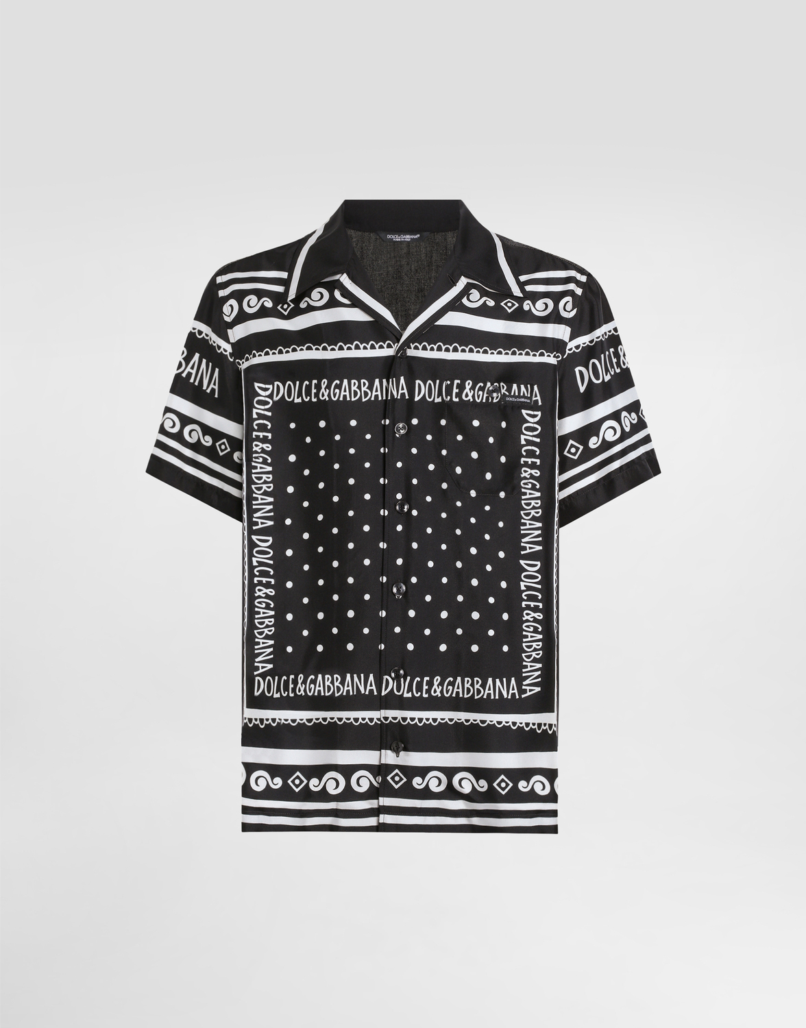 

Рубашка из шелка с принтом и денима Dolce & Gabbana, мультиколор