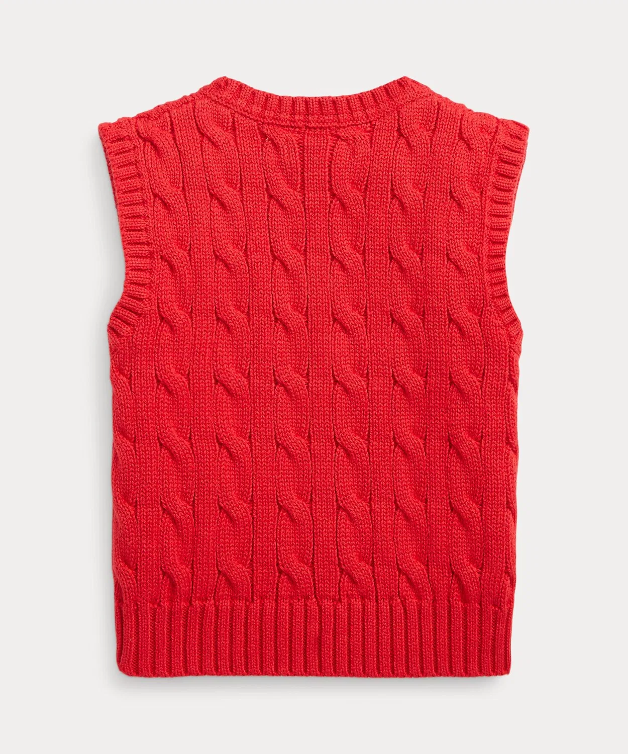 Вязаный жилет с косами, хлопок, Ralph Lauren, красный — фото 2