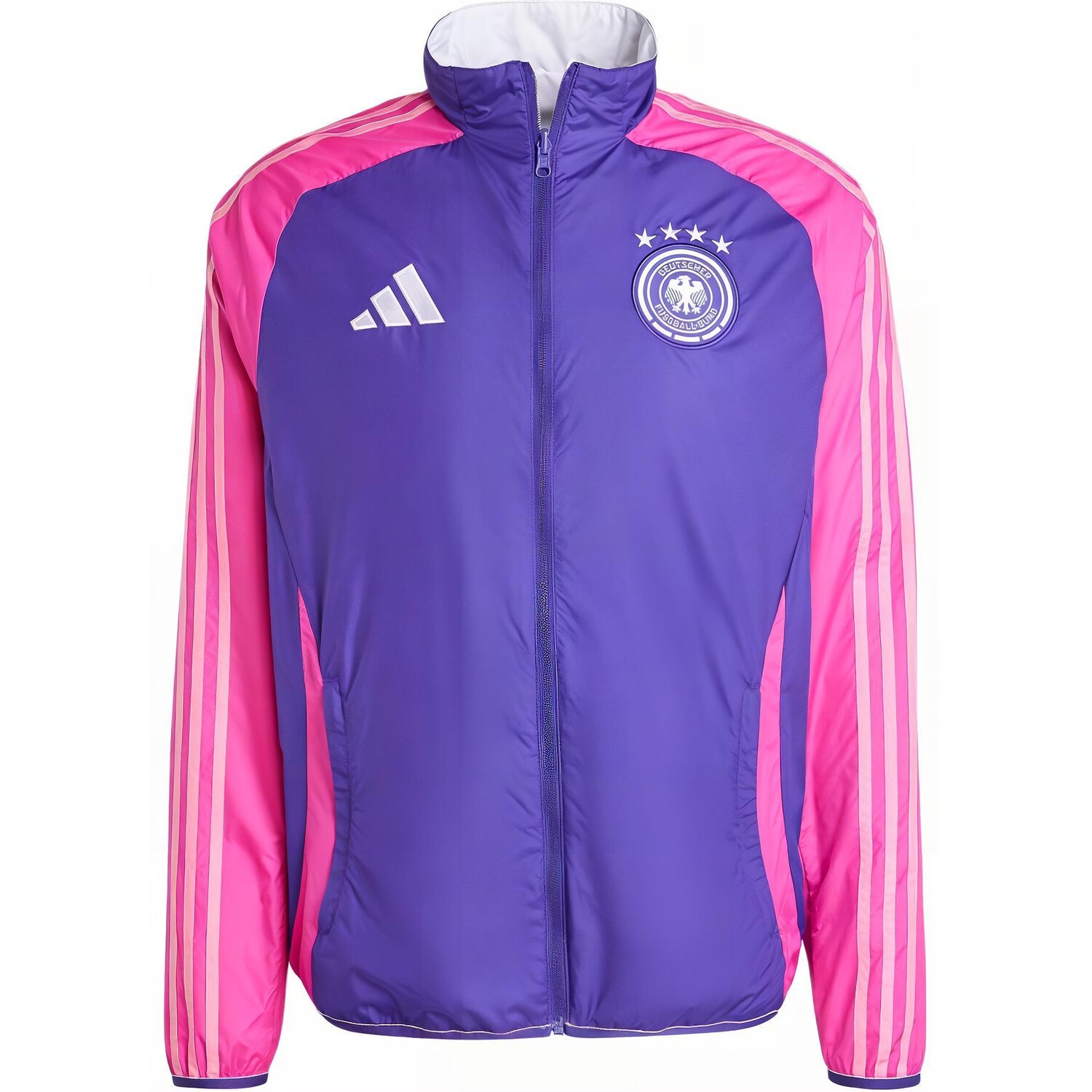 

Куртка Adidas Germany Anthem, фиолетовый/фуксия/белый