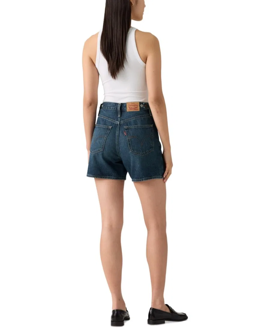 Женские хлопковые джинсовые шорты с зауженной талией Levi's, Cookie Crunch - Dark Wash — фото 3