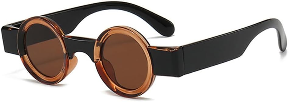 

Солнцезащитные очки в стиле ретро-стимпанк, маленькие круглые, двухцветные, для женщин, с прозрачными линзами, оправа для очков, солнцезащитные очки для мужчин, защита от УФ-излучения UV400 LANGSER, Tea Black Tea