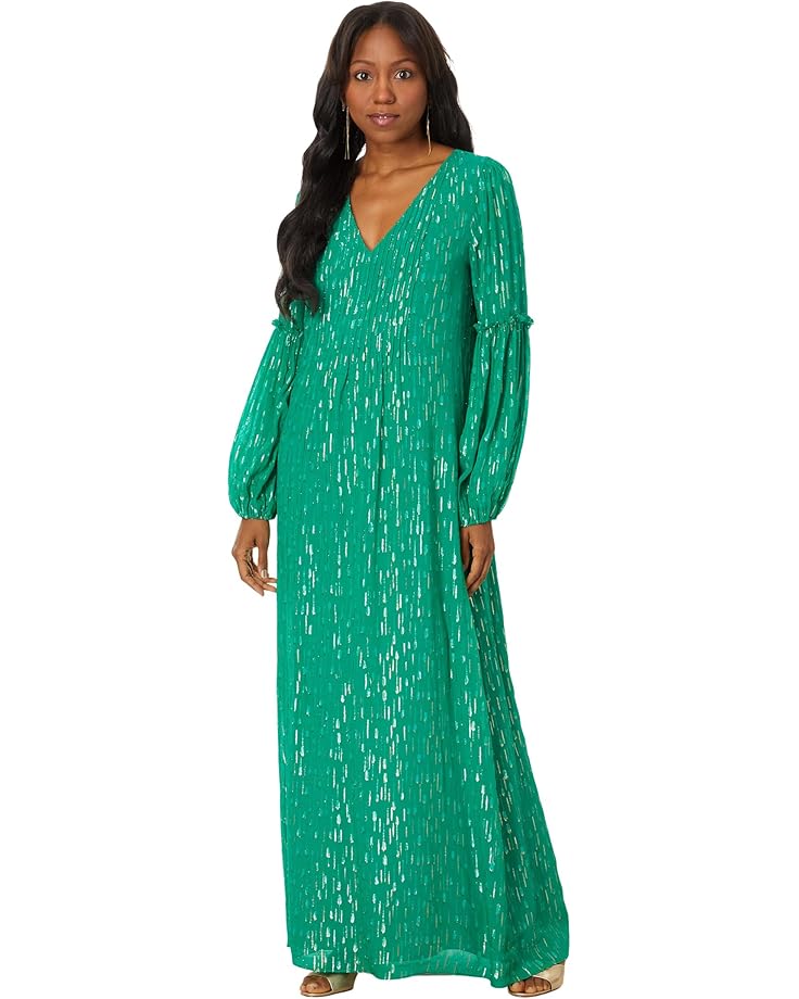 

Платье Lilly Pulitzer Cleme Long Sleeve Maxi Dress, цвет Fiddle Leaf Green Mystical Viscose Metallic Clip