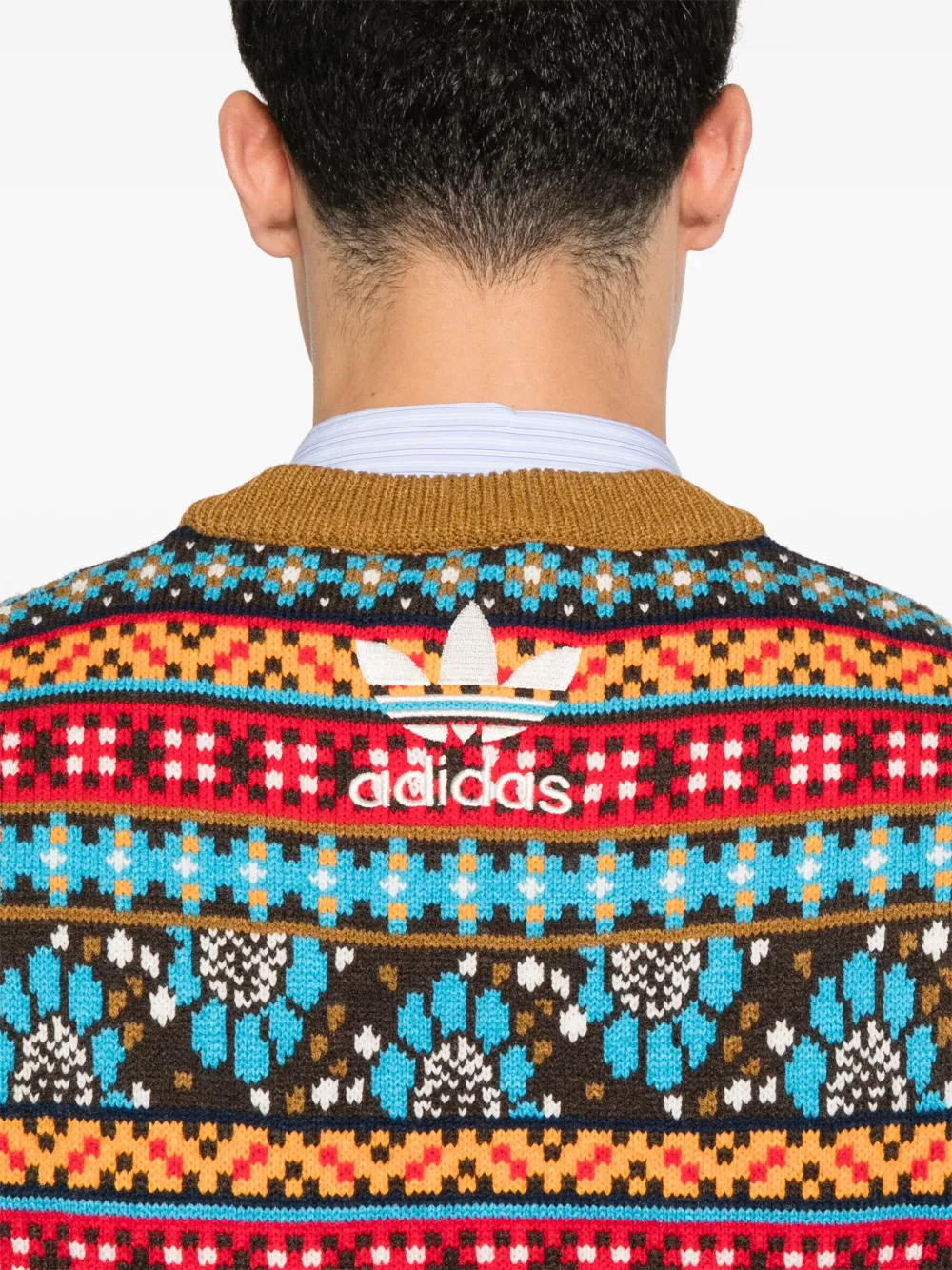 Жилет вязки интарсия из коллаборации с Wales Bonner adidas, коричневый — фото 4
