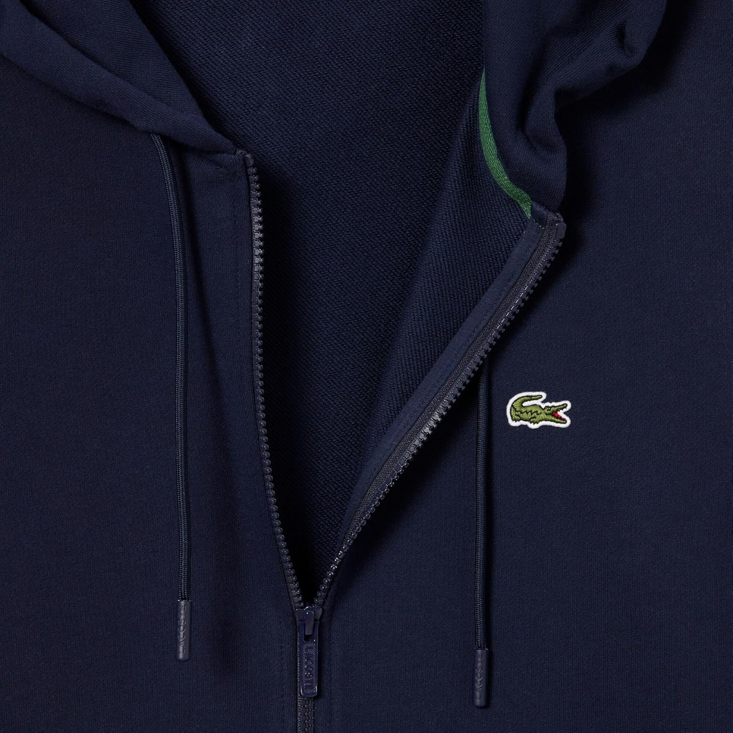 Мужская толстовка Lacoste (официальная) Essential на молнии с капюшоном, темно-синий — фото 4
