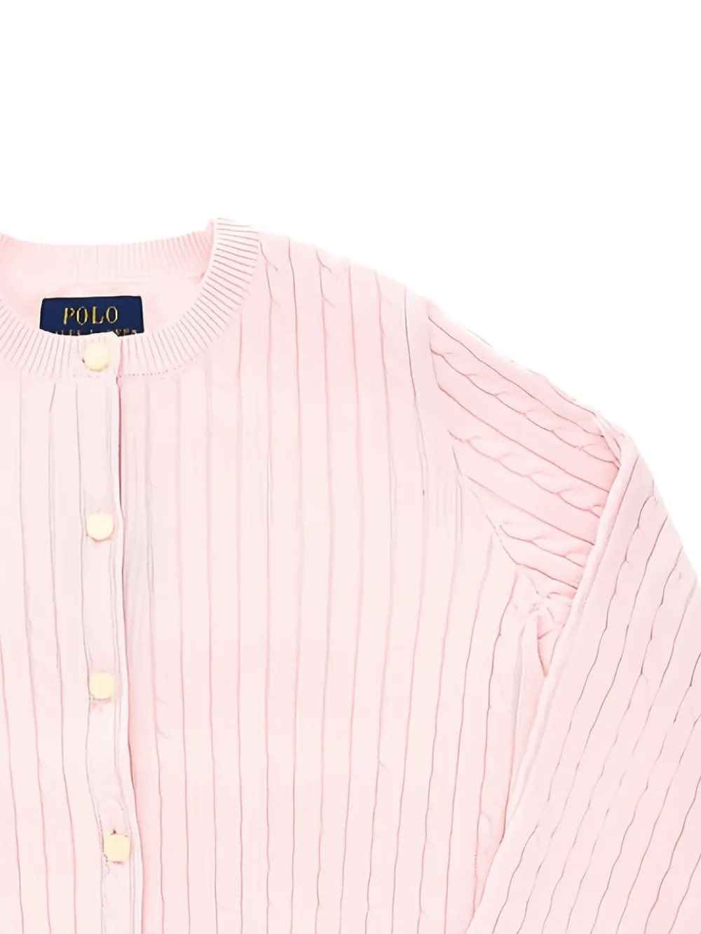 Кардиган в рубчик на пуговицах Polo Ralph Lauren Kids, розовый — фото 2