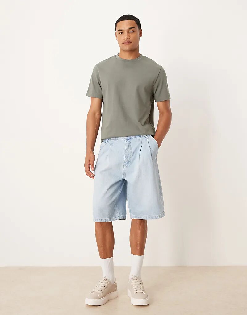 

Длинные джинсовые шорты ASOS DESIGN с двойной складкой, выбеленные