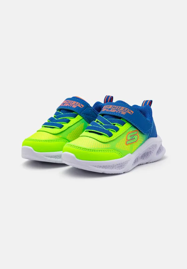 Кроссовки с подсветкой в виде метеоритных огней Skechers, Blue/Lime Textile/Orange — фото 2