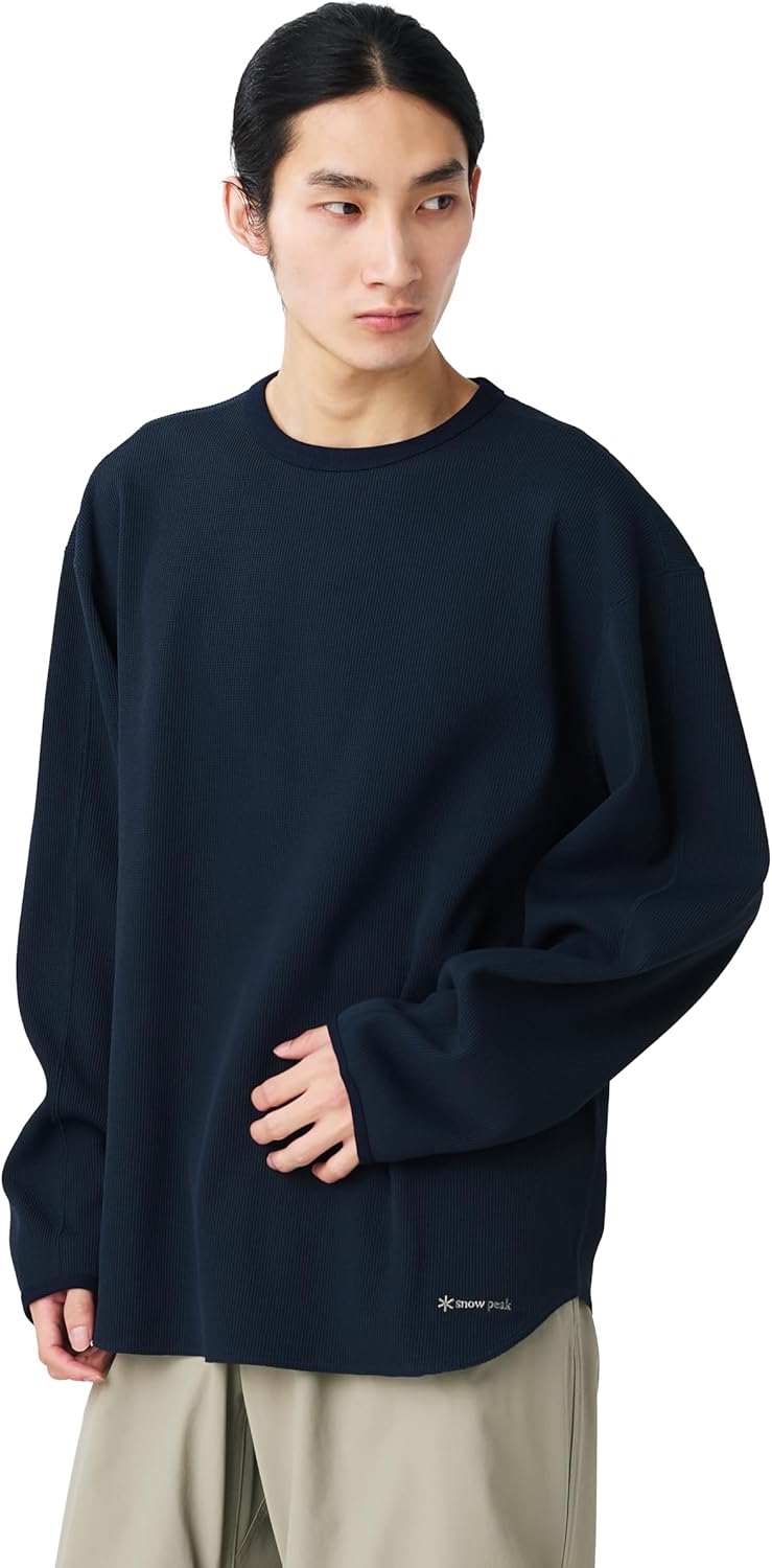 

Футболка с длинным рукавом Snow Peak Dry Waffle CS-26SU001, сшитая на заказ, мужская и женская, темно-синий
