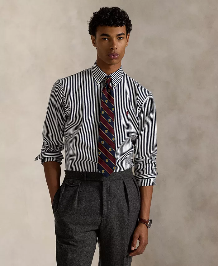 

Мужская классическая полосатая поплиновая рубашка Polo Ralph Lauren, синий