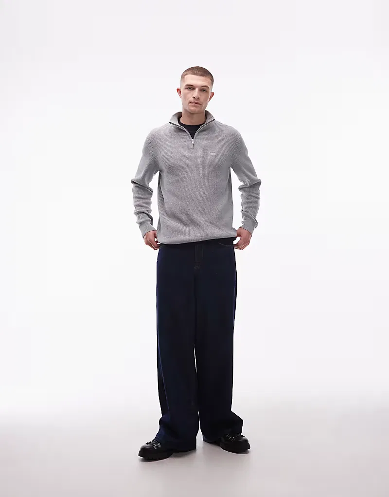 Вязаный джемпер Levis с застежкой-молнией на четверть длины Levi's, светло-серый — фото 2
