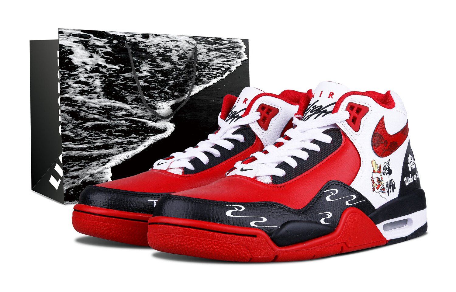 

Кроссовки Nike Flight Legacy Vintage Basketball Shoes Unisex Mid-top Black, красный