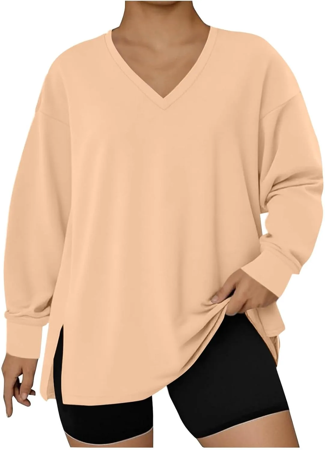 

Женская туника с длинными рукавами и V-образным вырезом bawilom