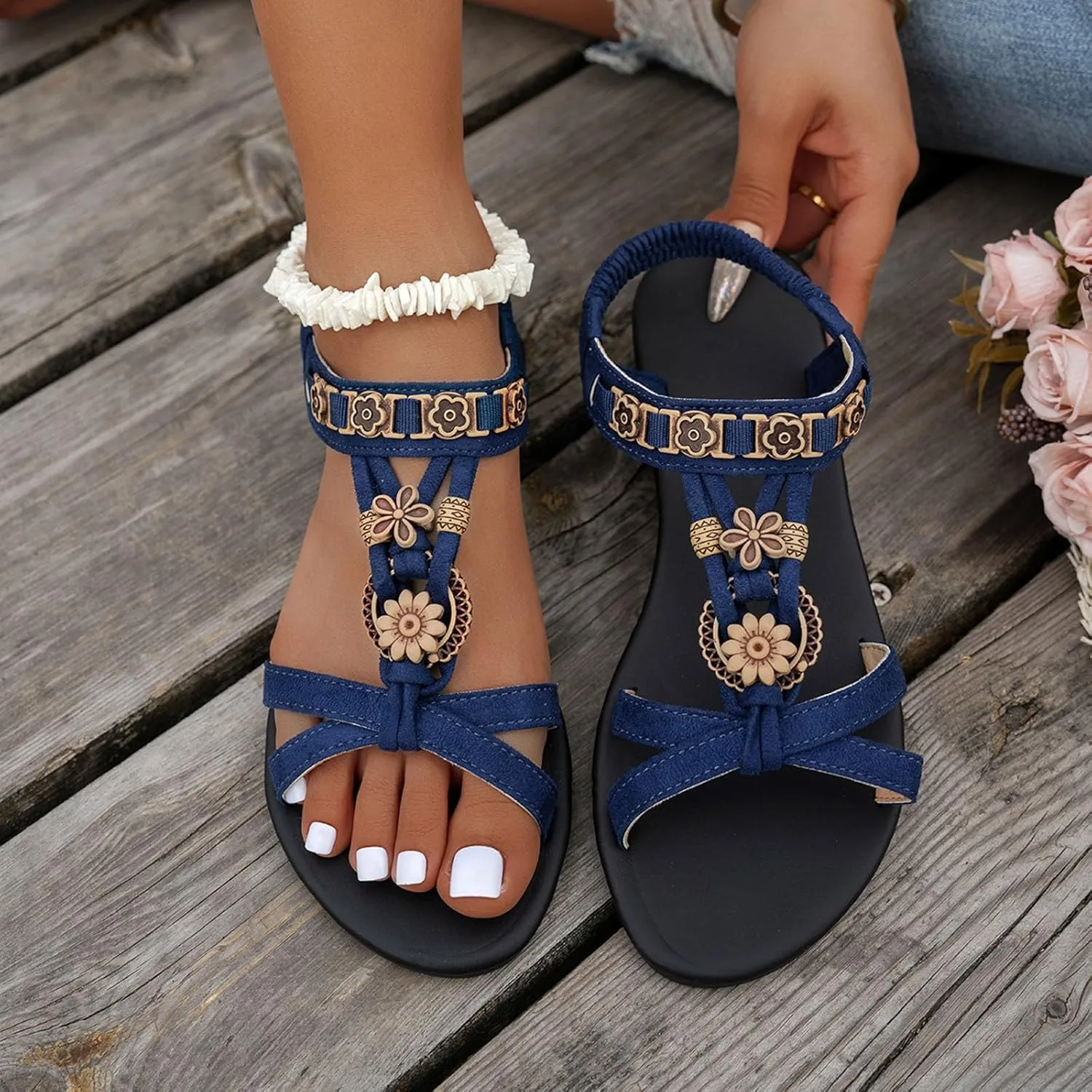 Женские летние сандалии Open Toe Flat для повседневной носки — фото 2