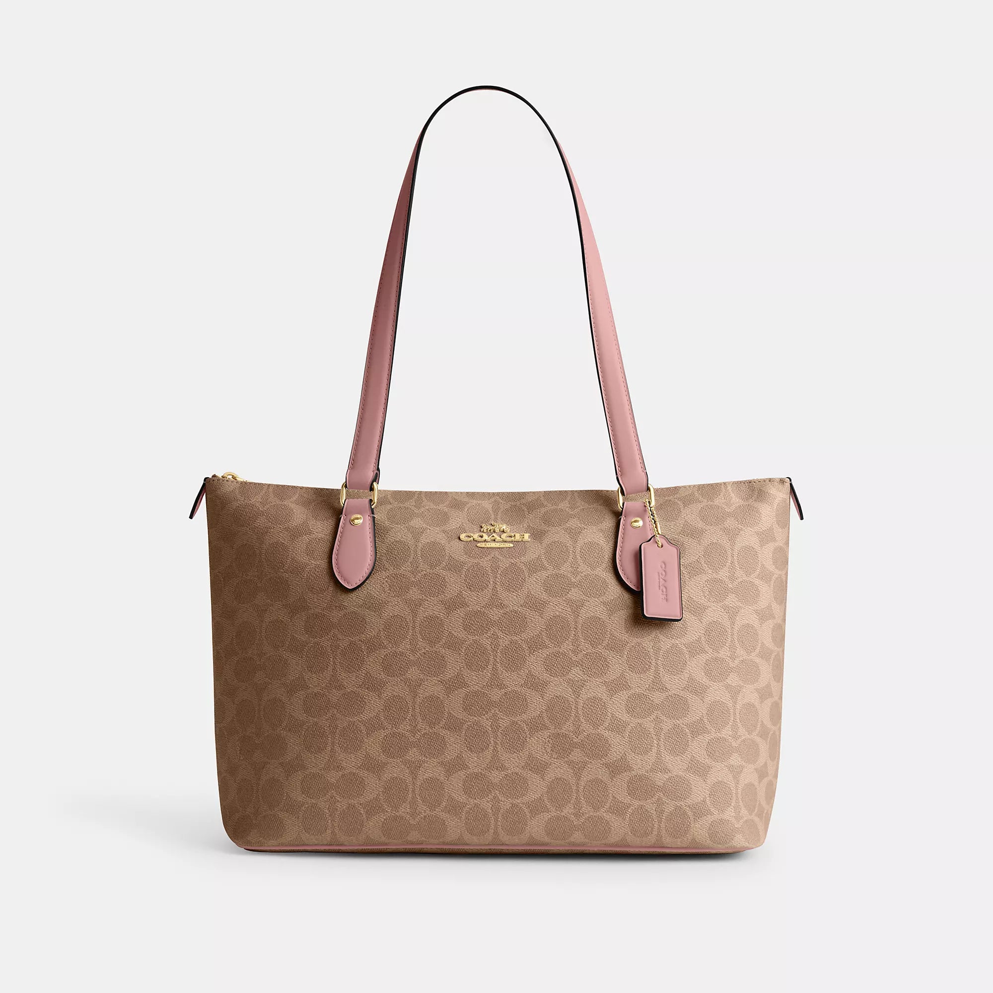 

Сумка-тоут Coach Outlet Gallery из фирменного холста, цвет gold/tan/pink petal