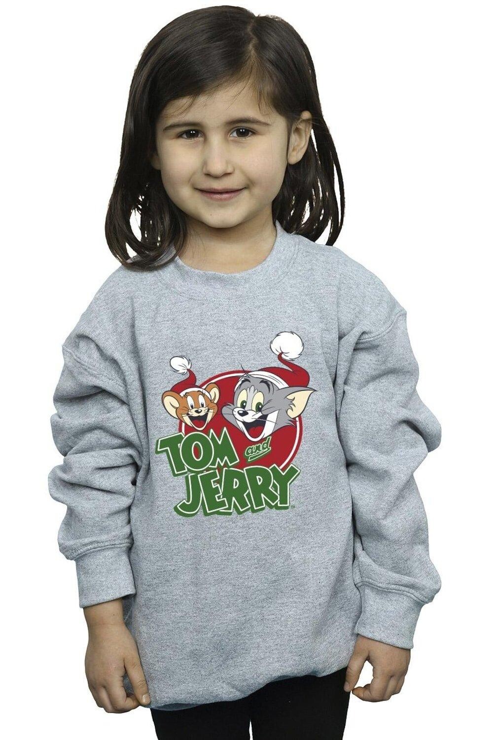 

Толстовка с логотипом Christmas Hat Tom & Jerry, серый