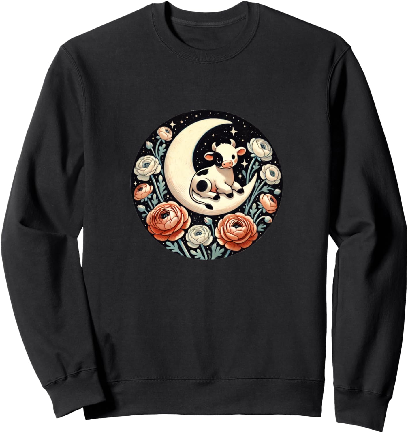 

Милая иллюстрация коровы, изображение теленка, толстовка с цветочным принтом Retro Cows Lovers Snugg, черный