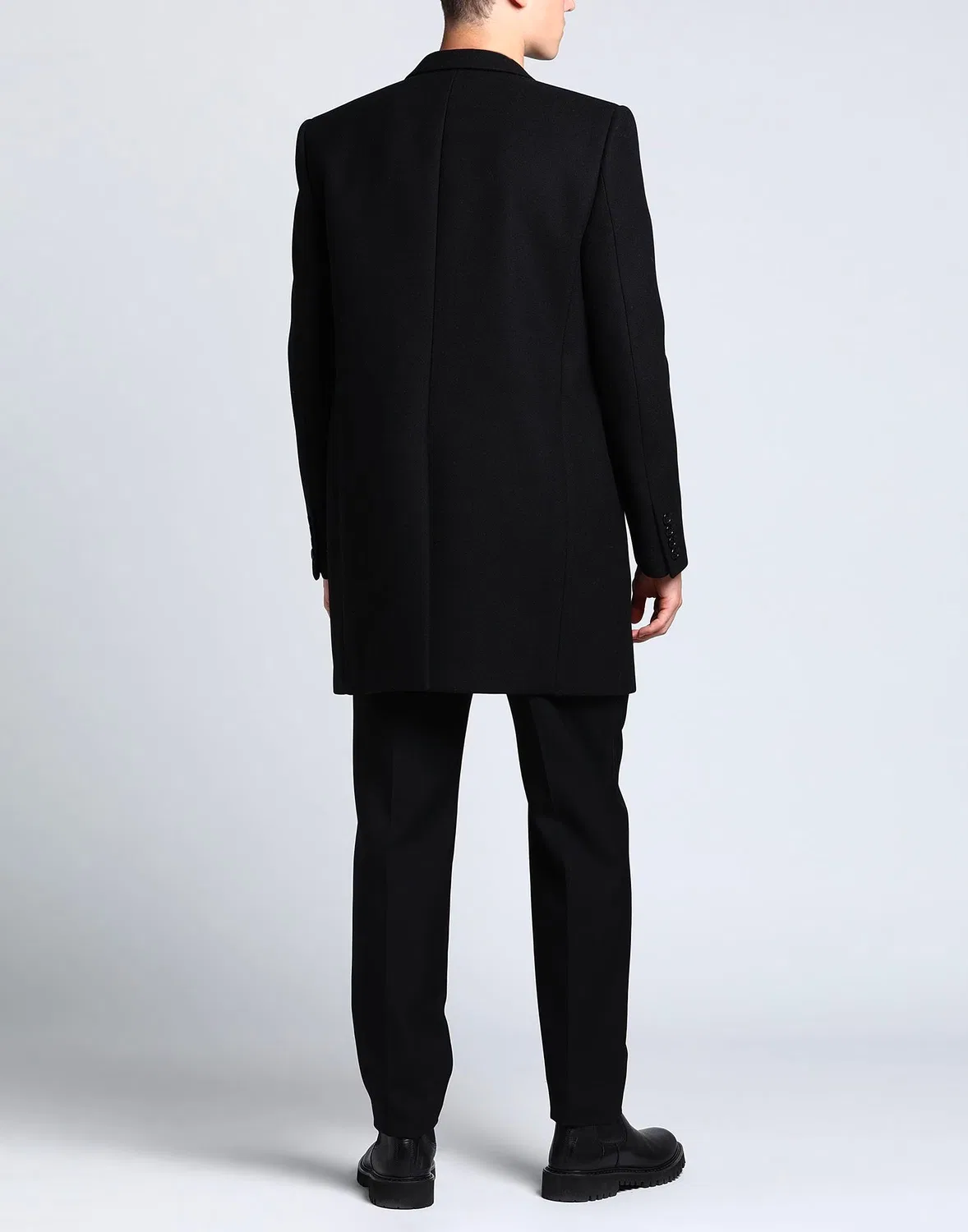 Пальто однобортное из шерсти SAINT LAURENT черное — фото 3