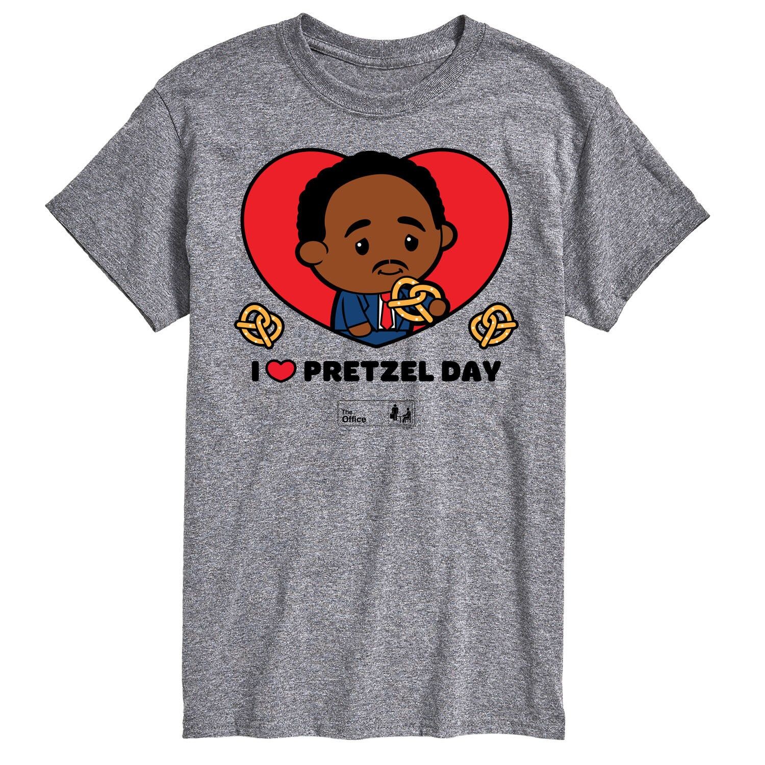 

Футболка с рисунком Big & Tall The Office Pretzel Day Licensed Character, серый