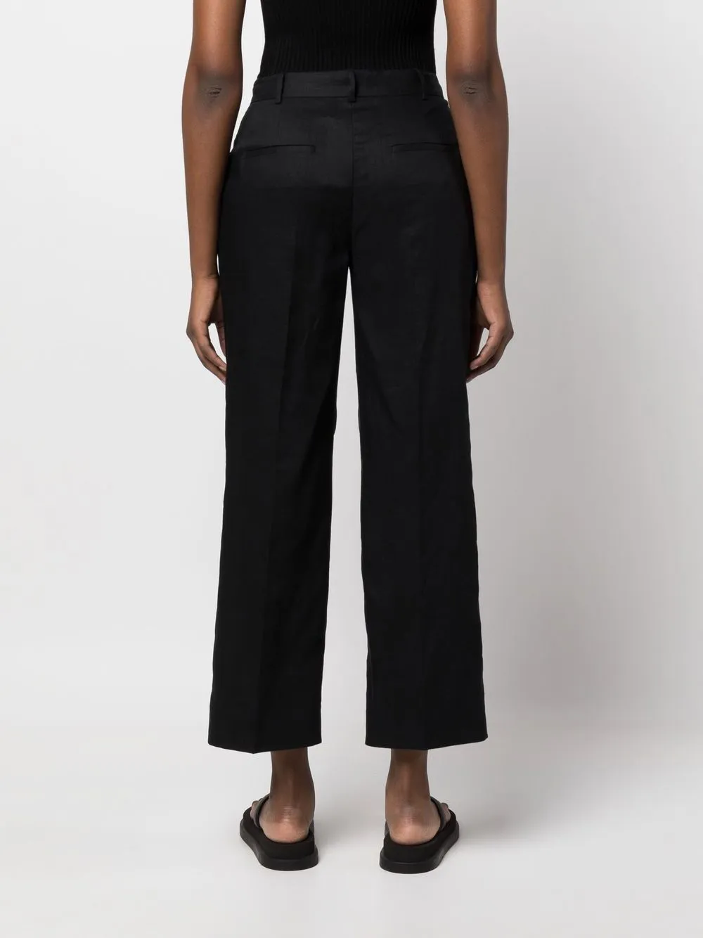 Укороченные льняные брюки Calvin Klein, черный — фото 4