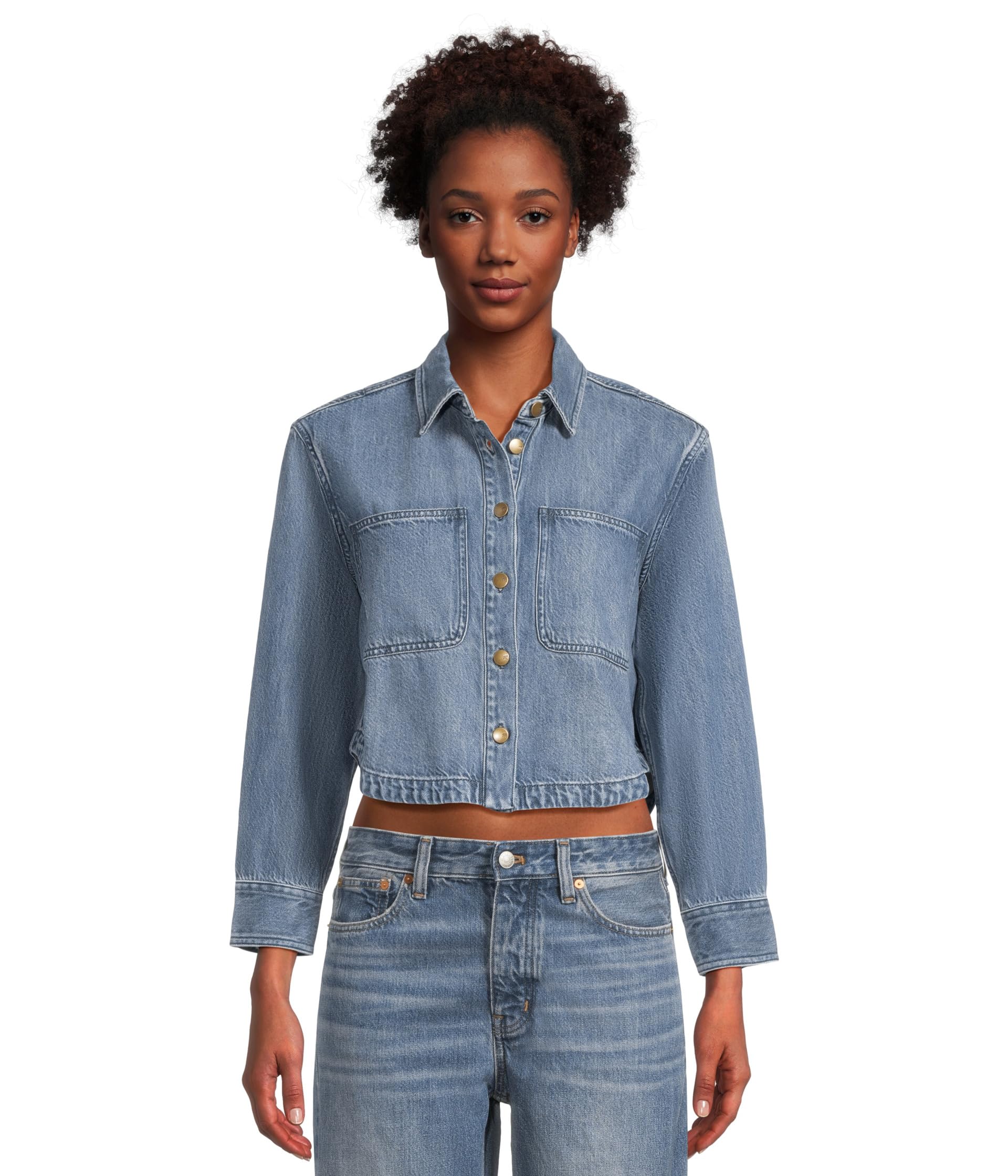 

Рубашка Madewell Cropped Boxy Long, цвет Maspeth Wash