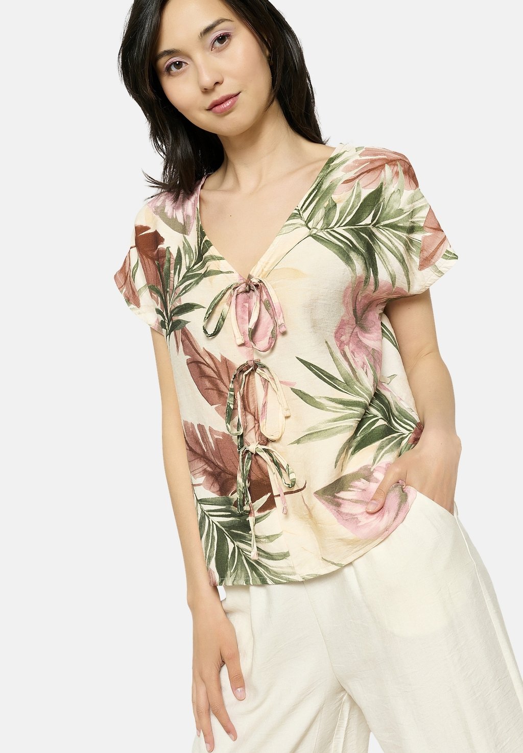 

Блуза PRINTED TIE-DETAIL LolaLiza, бежевый