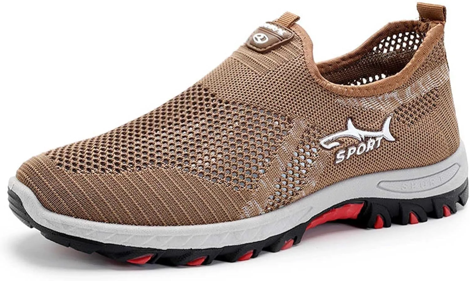 Кроссовки Atmungsaktive Mesh-Freizeitschuhe fur Herren, Bequeme, Flache Lauf для обуви с дизайном Slip-On-Design, leichtes Schuhwerk Generic, темно-коричневый