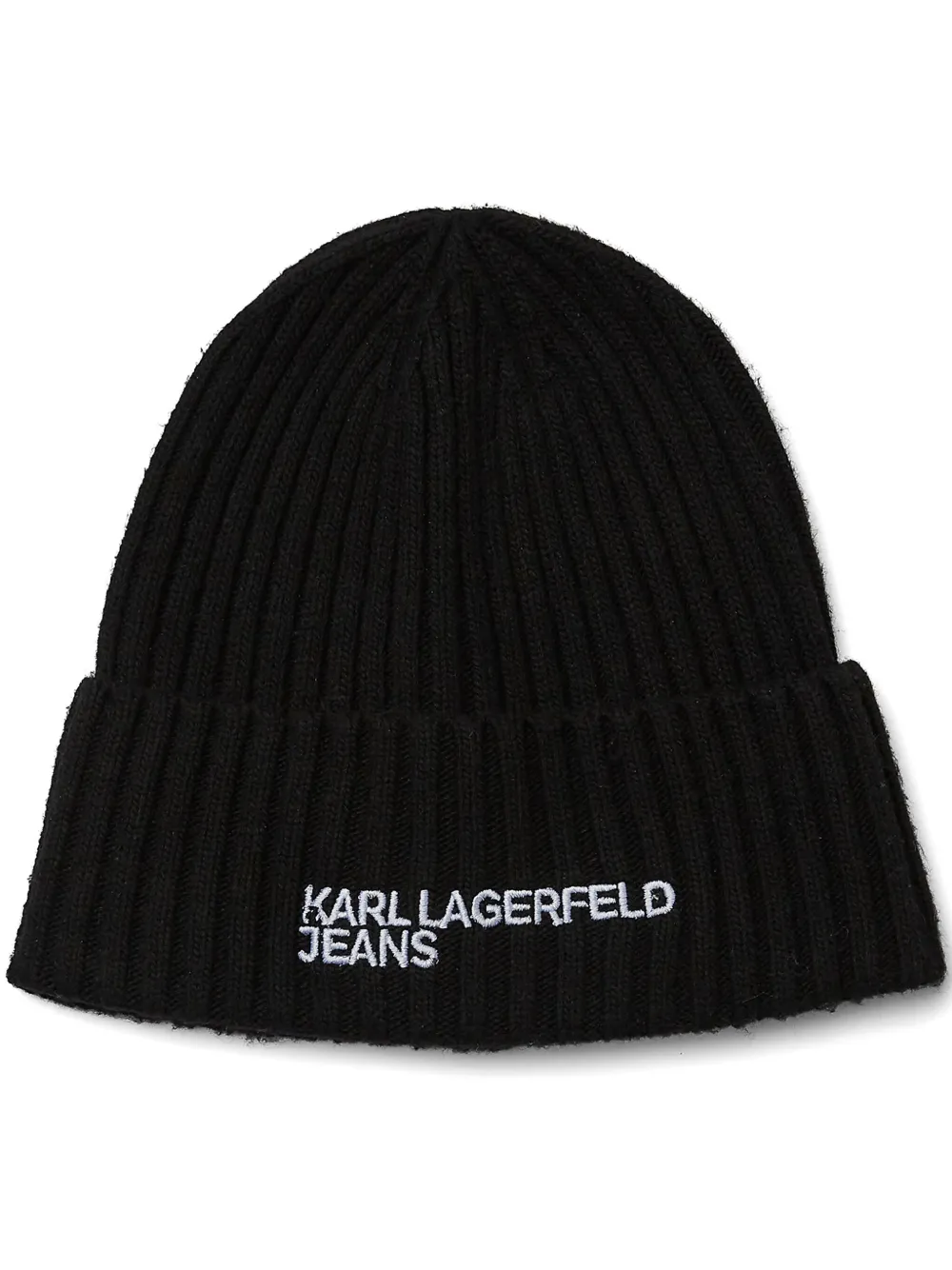 

Шапка бини в рубчик с вышитым логотипом Karl Lagerfeld Jeans, черный