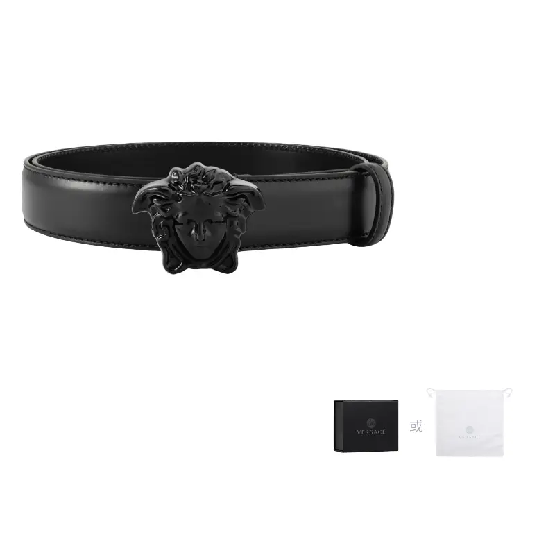 

VERSACE Кожаный ремень мужской черный шириной 3 см, Black