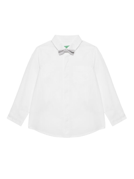 Рубашка обычного кроя 59UXGQ029 United Colors Of Benetton, белый — фото 4