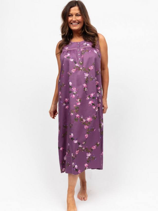 

Ночная сорочка миди с цветочными кружевными вставками пико Cyberjammies, Mauve
