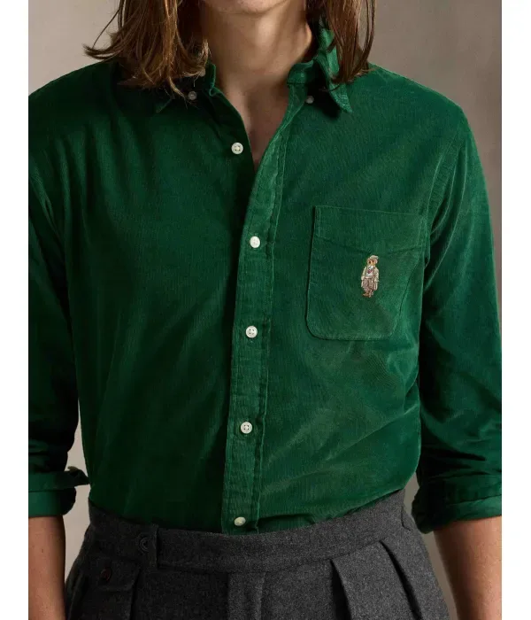 Вельветовая рубашка custom fit Polo Ralph Lauren, зеленый — фото 4