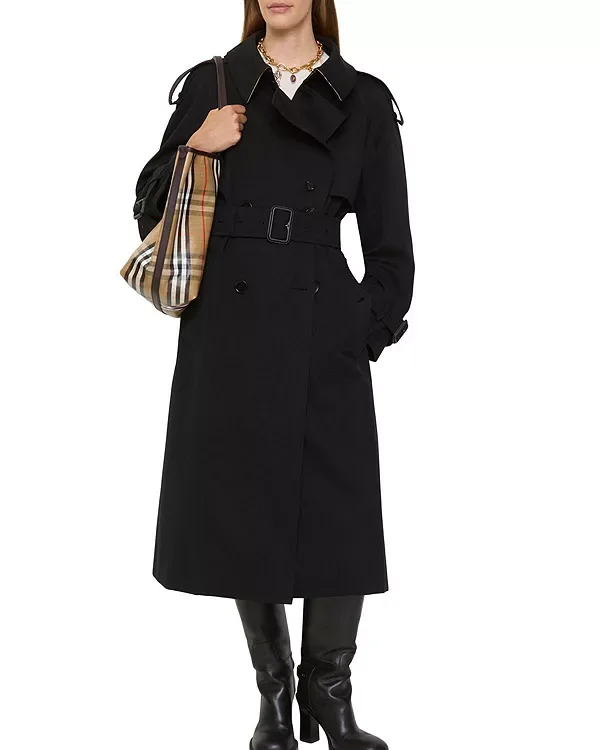 Тренч Burberry Фитцровия, длинный габардиновый, черный
