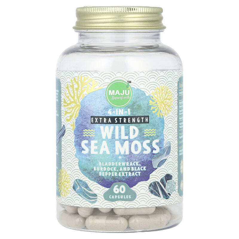 

Maju Superfoods, Дикий морской мох, сила действия, 60 капсул
