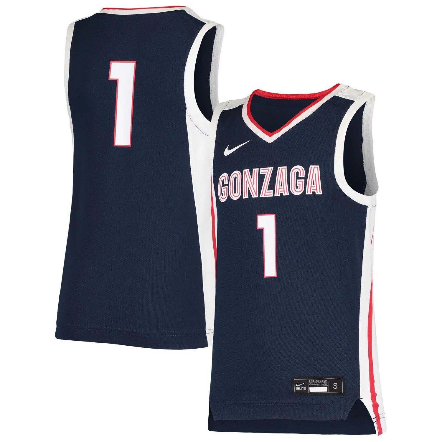 Реплика молодежной баскетбольной майки Nike #1 Navy Gonzaga Bulldogs Team Nike